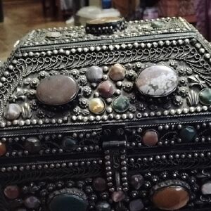 Ornate Jewelry Box with Gemstone Accents